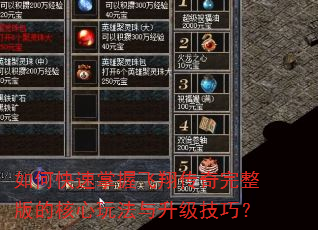 如何快速掌握飞翔传奇完整版的核心玩法与升级技巧? 如何快速掌握飞翔传奇完整版的核心玩法与升级技巧?