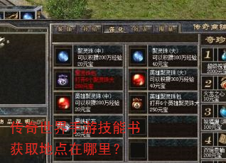 传奇世界手游技能书获取地点在哪里? 传奇世界手游技能书获取地点在哪里?