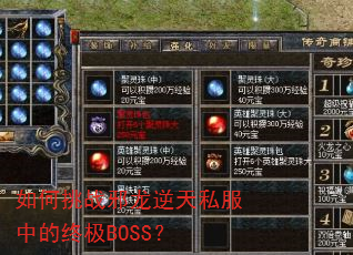 如何挑战邪龙逆天私服中的终极BOSS? 如何挑战邪龙逆天私服中的终极BOSS?