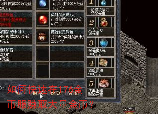 如何快速在176金币服赚取大量金币? 如何快速在176金币服赚取大量金币?